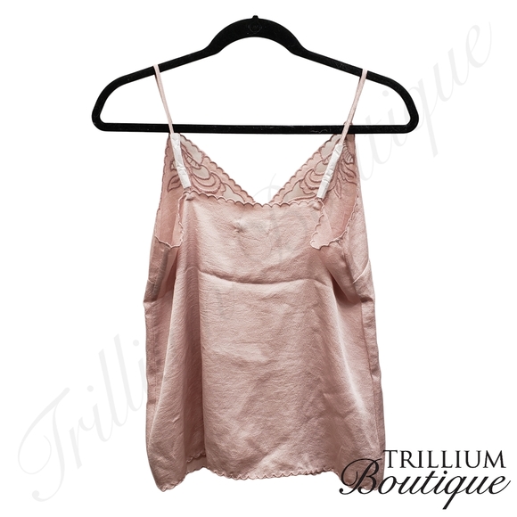 EXPRESS Women's Satin Lace Inset Downtown Cami Truffle Pink XS Spring Pastel - Picture 2 of 2